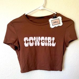 Brown ‘COWGIRL’ crop top